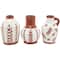 White Ceramic Floral Vase with Terracotta Colored Detailing Set